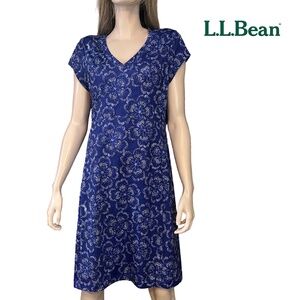 LL Bean Versatile Fitness Dress Travel Leisure Action All Over Print  Cap Sleeve